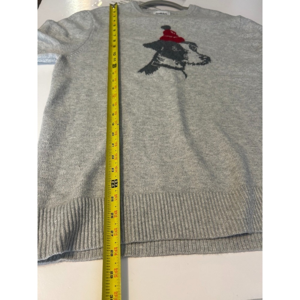 Goodfellow & Co Mens L Gray Crewneck Sweater Dog Santa Hat Christmas Normcore - Picture 4 of 8
